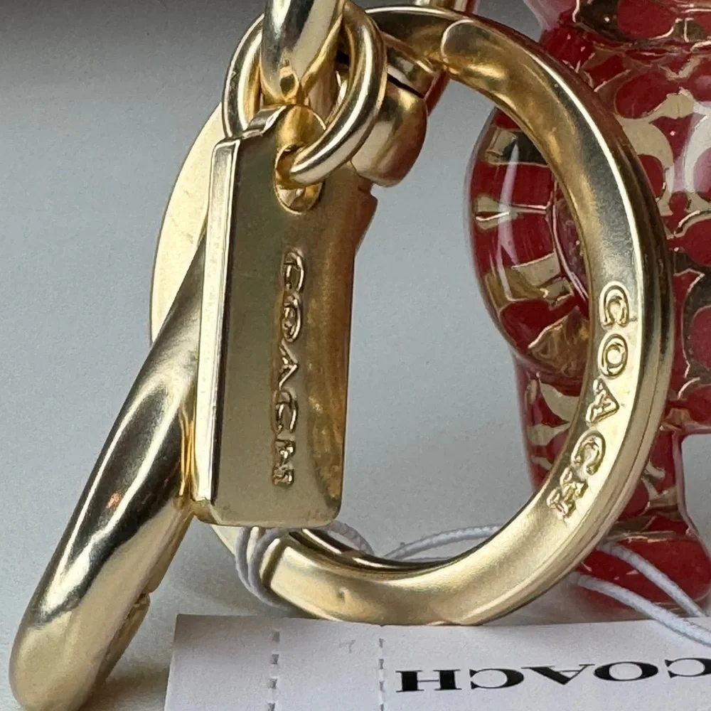 Coach Resin Gummy Bear Bag Charm Gold/Wine CK062 Keychain - Picture 5 of 16